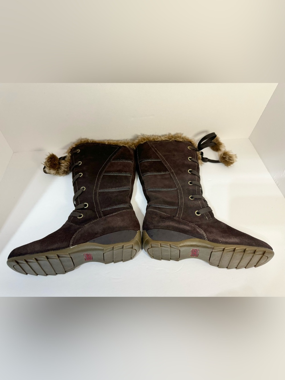 Sporto Waterproof Leather Kristen Boots Faux Fur, Brown, Women’s Size 7.5M